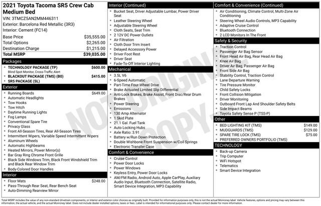 Used 2021 Toyota Tacoma SR5 w/ Technology Package AWD/4WD image 7