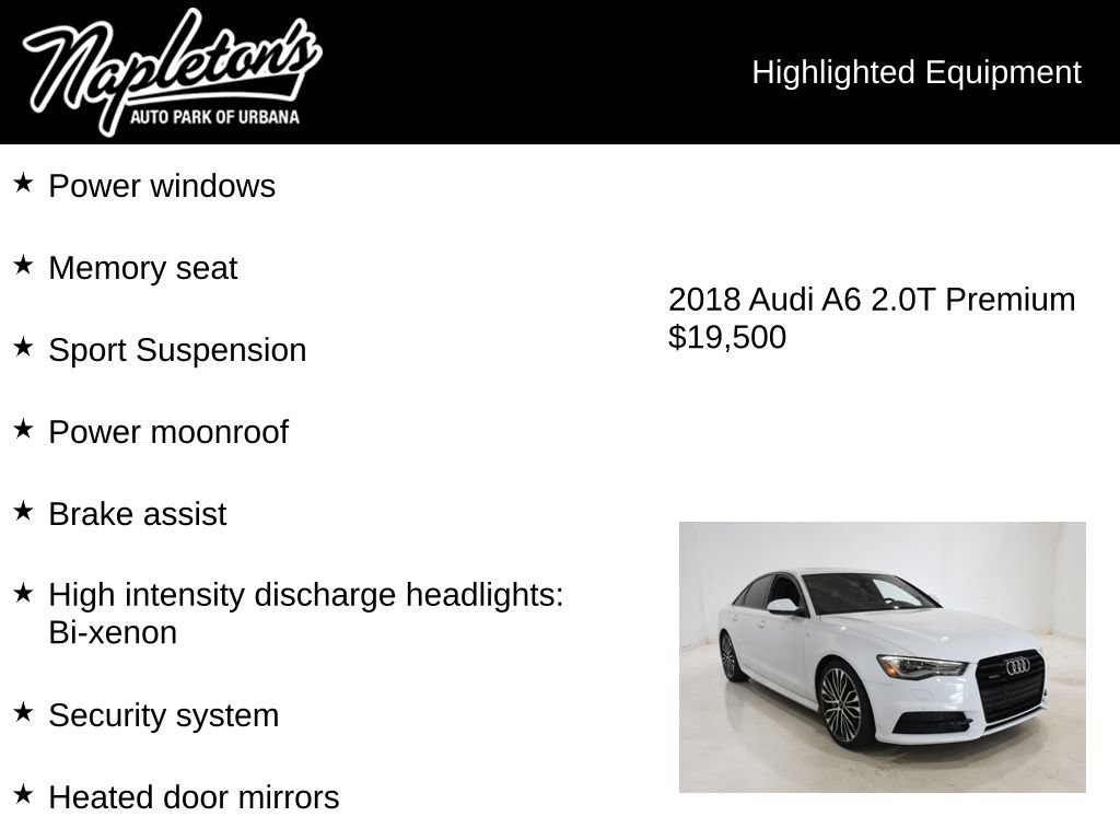 Used 2018 Audi A6 2.0T Premium w/ 20" Black Optic Package AWD/4WD image 16