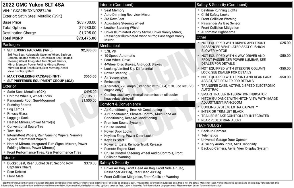 Used 2022 GMC Yukon SLT w/ SLT Luxury Package AWD/4WD image 7