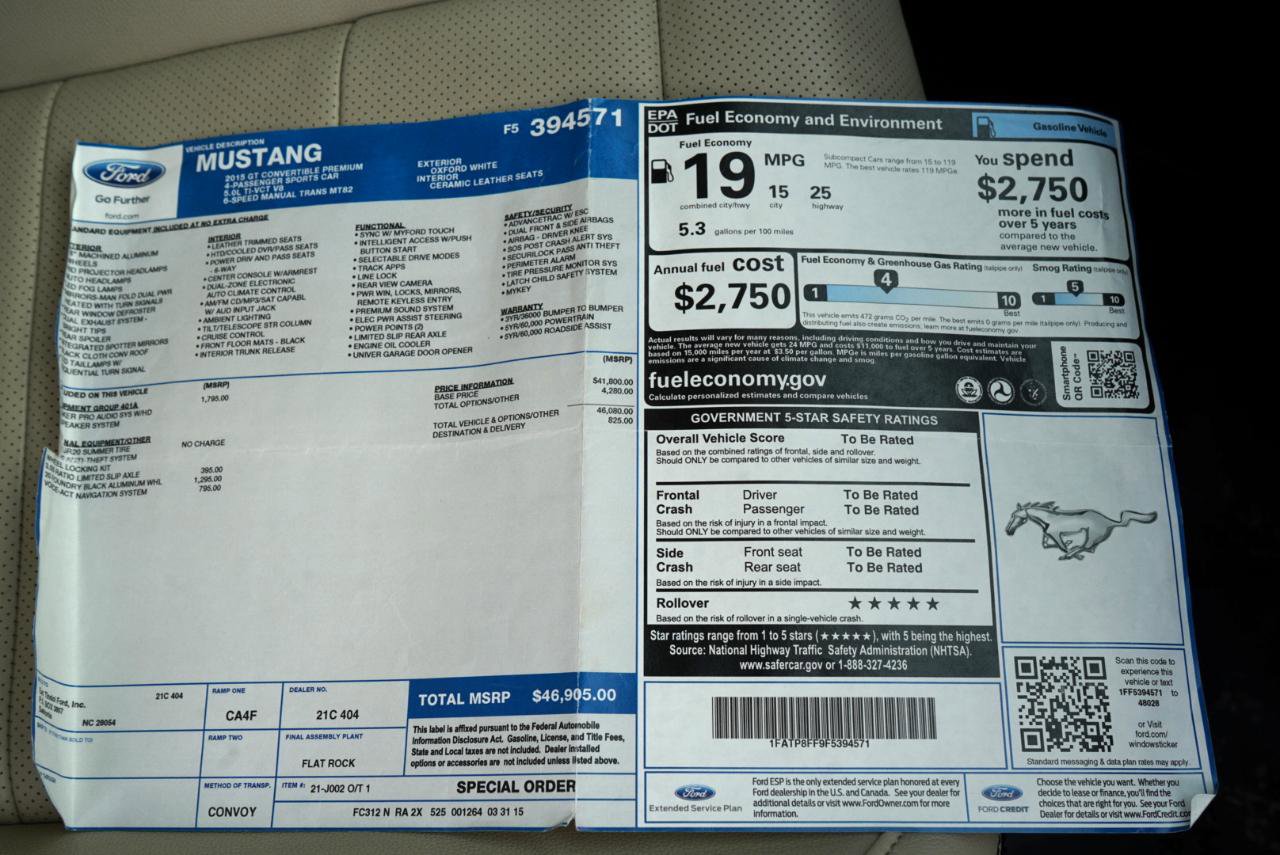 Used 2015 Ford Mustang GT Premium w/ Equipment Group 401A image 64