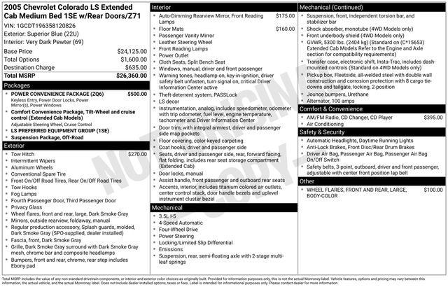 Used 2005 Chevrolet Colorado LS w/ Power Convenience Package image 4