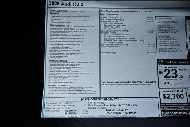 New 2026 Audi RS 3 AWD/4WD image 40