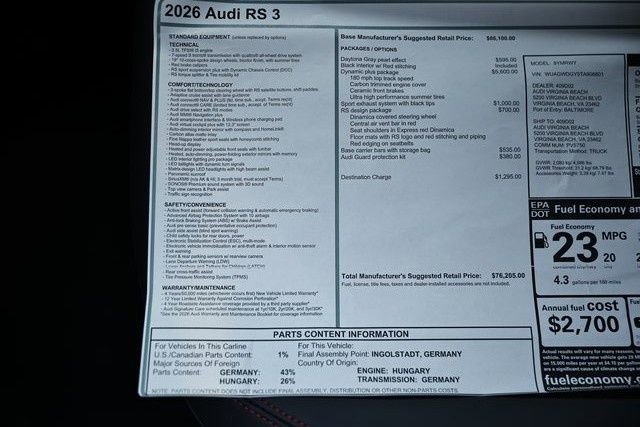 New 2026 Audi RS 3 AWD/4WD image 40