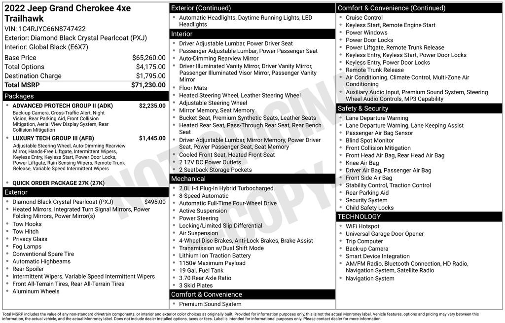 Used 2022 Jeep Grand Cherokee Trailhawk w/ Advanced Protech Group II image 15