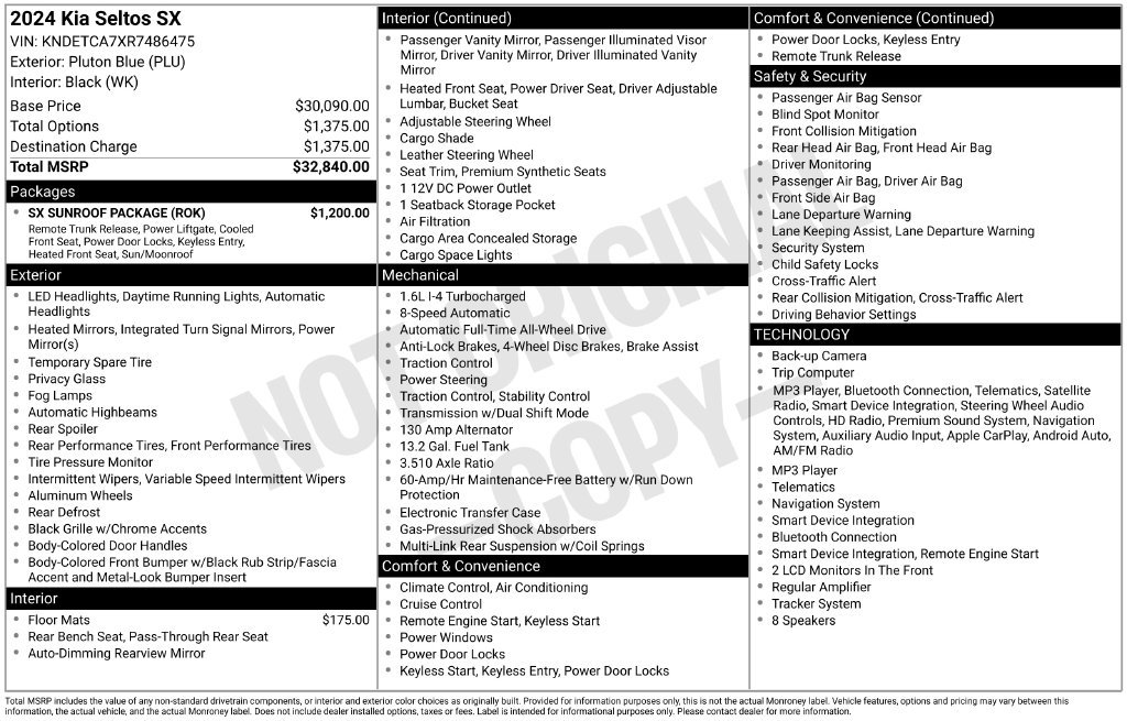 Certified 2024 Kia Seltos SX w/ SX Sunroof Package AWD/4WD image 10