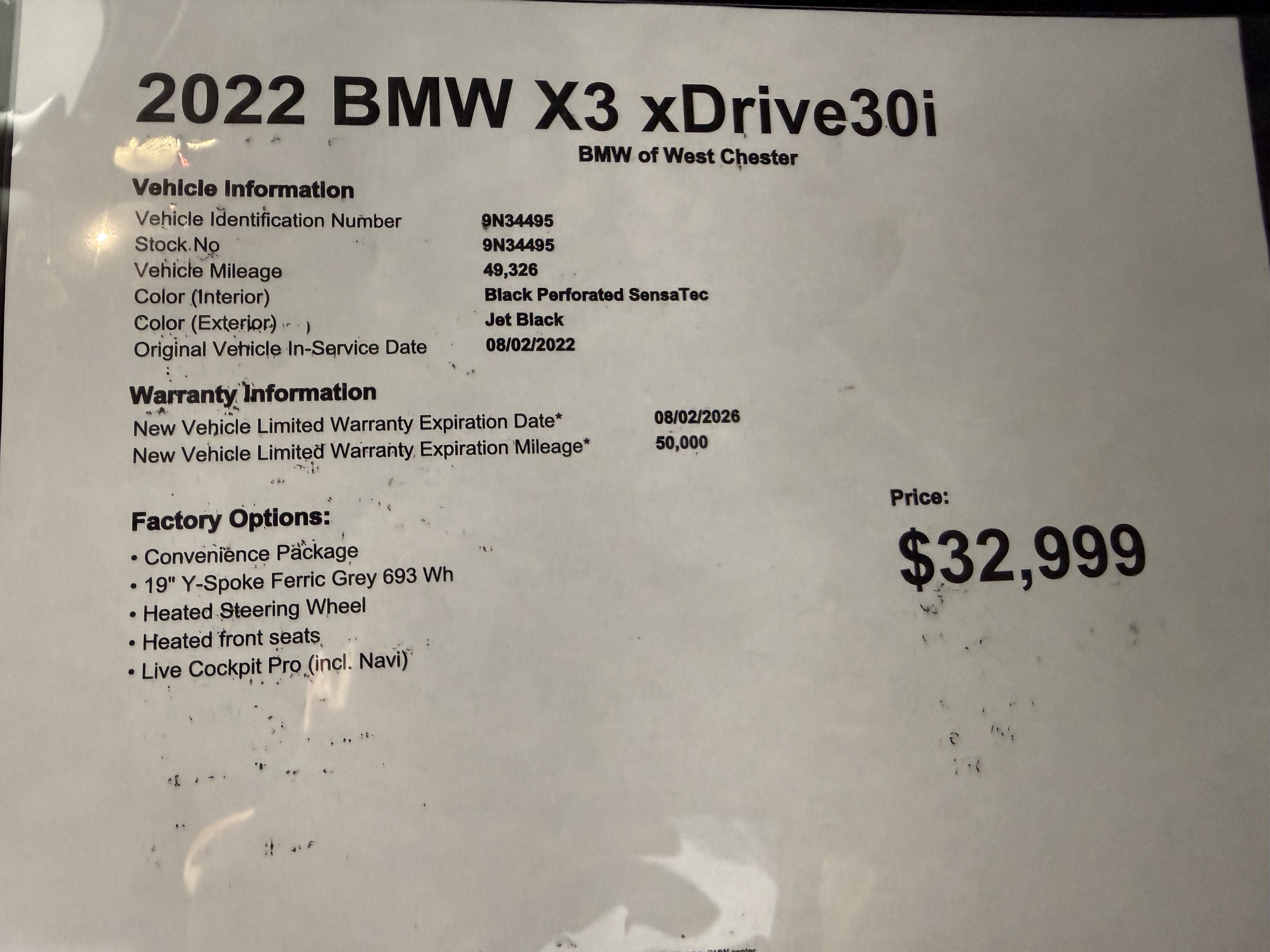 Used 2022 BMW X3 xDrive30i w/ Convenience Package image 20