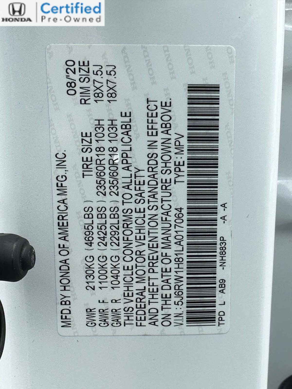 Certified 2020 Honda CR-V EX-L image 30