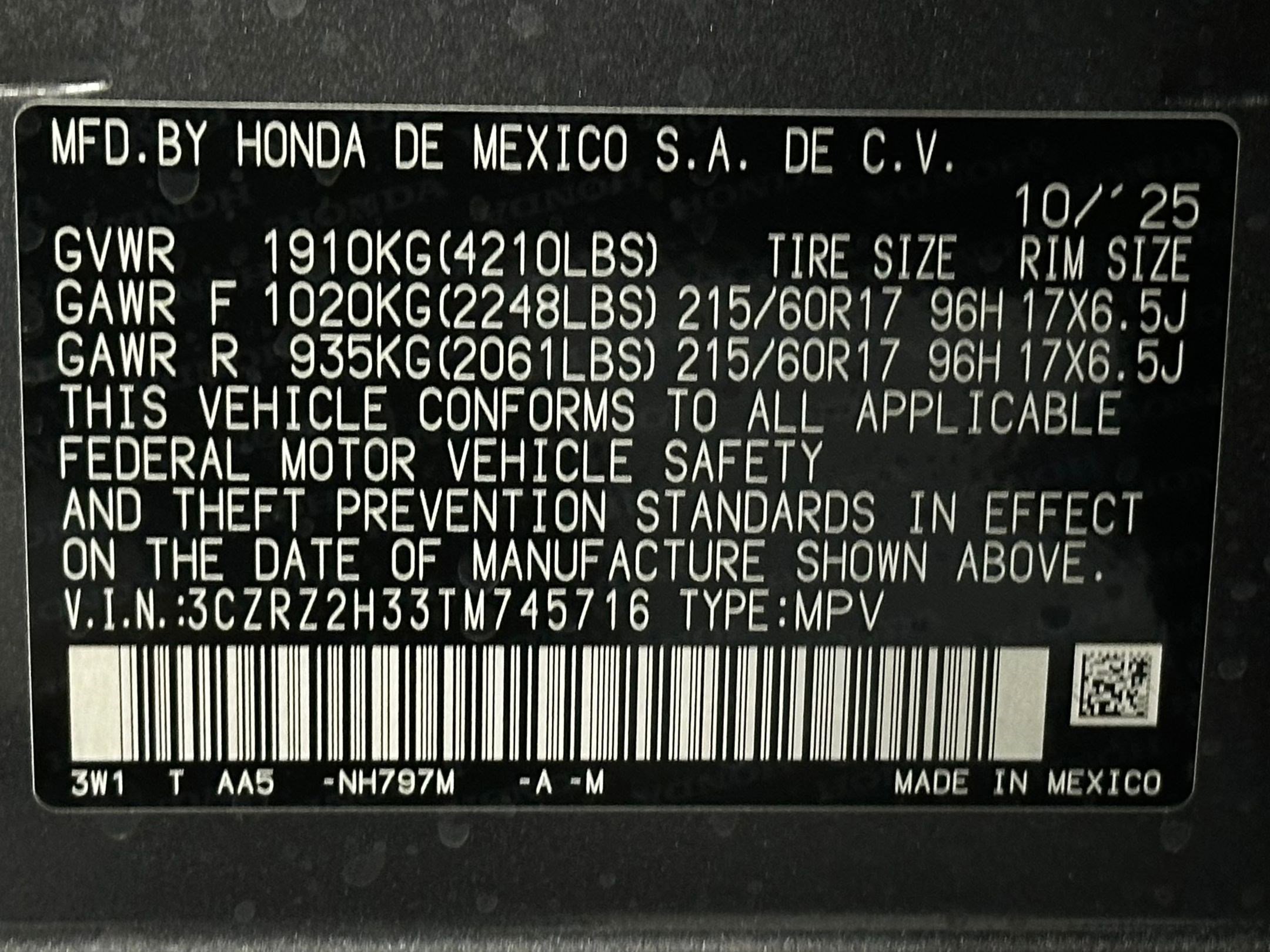New 2026 Honda HR-V LX image 20