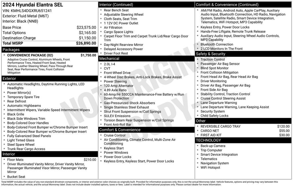 Certified 2024 Hyundai Elantra SEL w/ Convenience Package FWD image 32