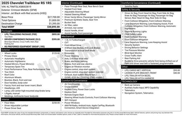 Used 2025 Chevrolet TrailBlazer RS w/ LPO, Trailering Package FWD image 23