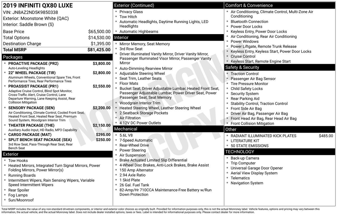 Used 2019 INFINITI QX80 Luxe w/ Proactive Package image 31