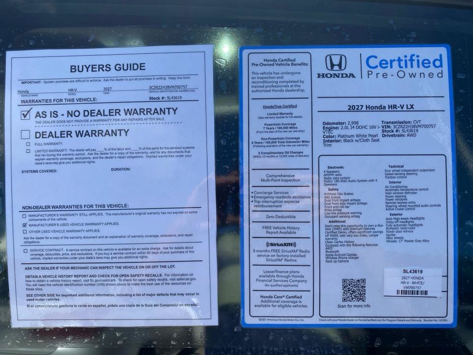Certified 2027 Honda HR-V LX image 33