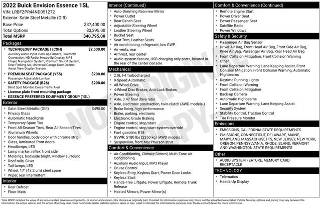 Used 2022 Buick Envision Essence w/ Technology Package I image 36