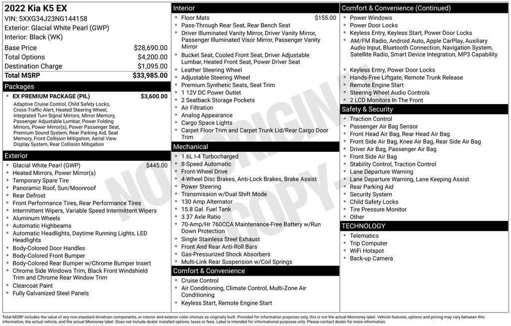 Used 2022 Kia K5 EX w/ EX Premium Package image 16