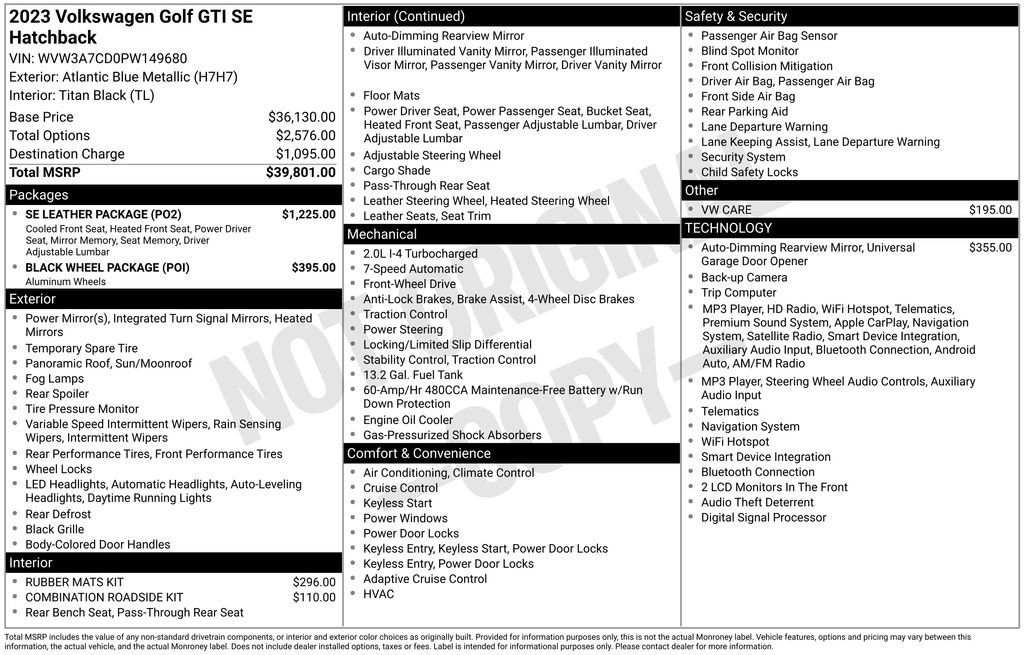 Used 2023 Volkswagen GTI SE w/ SE Leather Package FWD image 24