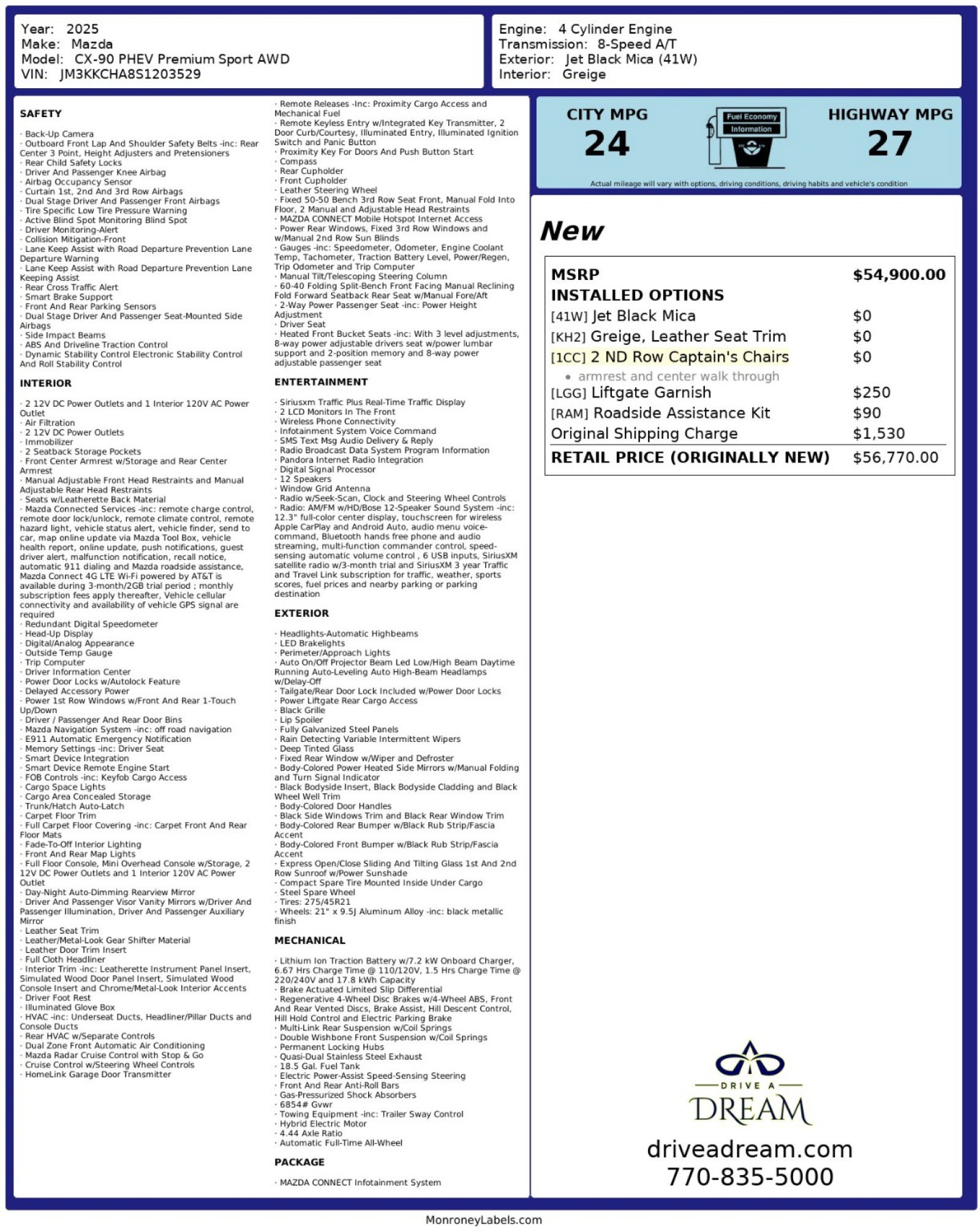 Used 2025 MAZDA CX-90 Plug-In Hybrid w/Premium Sport image 61