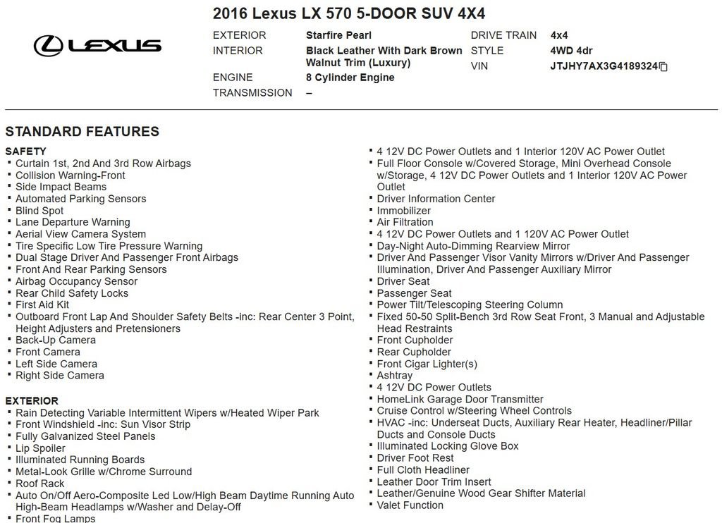 Used 2016 Lexus LX 570 4WD w/ Luxury Package image 15