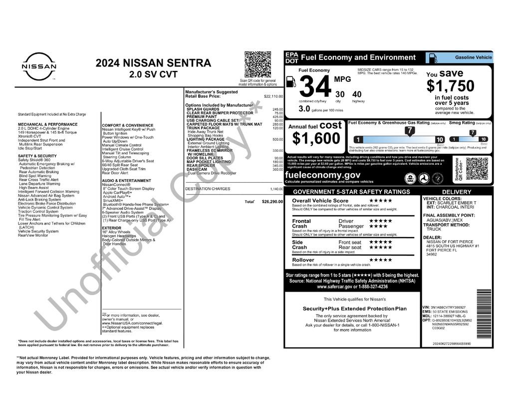 Certified 2024 Nissan Sentra SV w/ Lighting Package FWD image 7