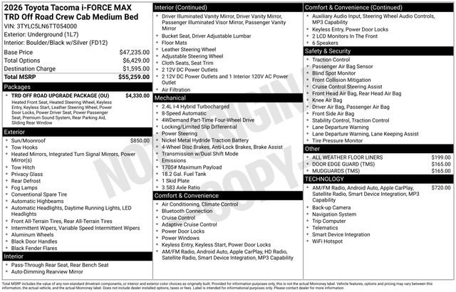 New 2026 Toyota Tacoma TRD Off-Road w/ TRD Off Road Upgrade Package image 7