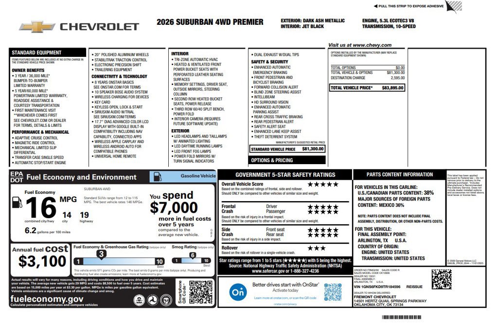 Used 2026 Chevrolet Suburban Premier AWD/4WD image 2