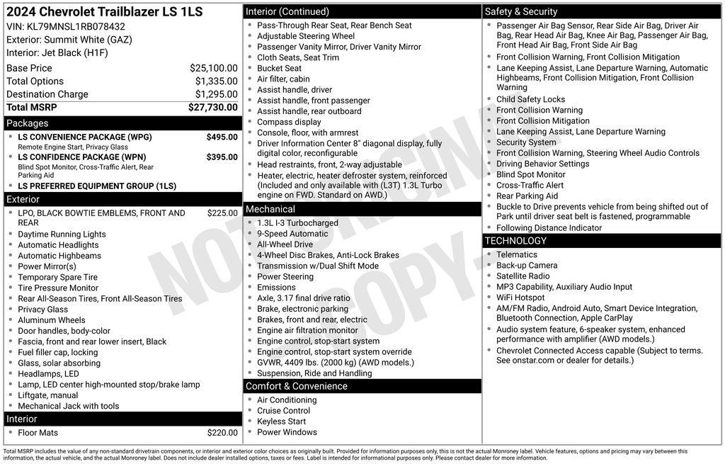 Used 2024 Chevrolet TrailBlazer LS w/ LS Convenience Package AWD/4WD image 33