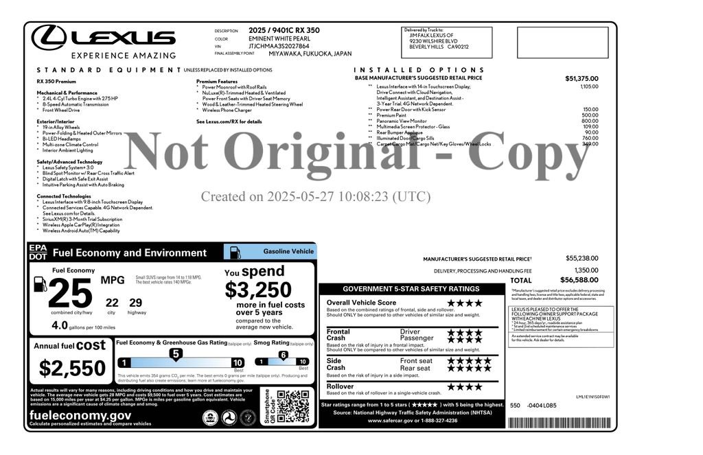 Used 2025 Lexus RX 350 Premium w/ Accessory Package (K3) FWD image 4