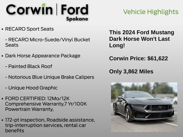 Certified 2024 Ford Mustang Dark Horse RWD image 7