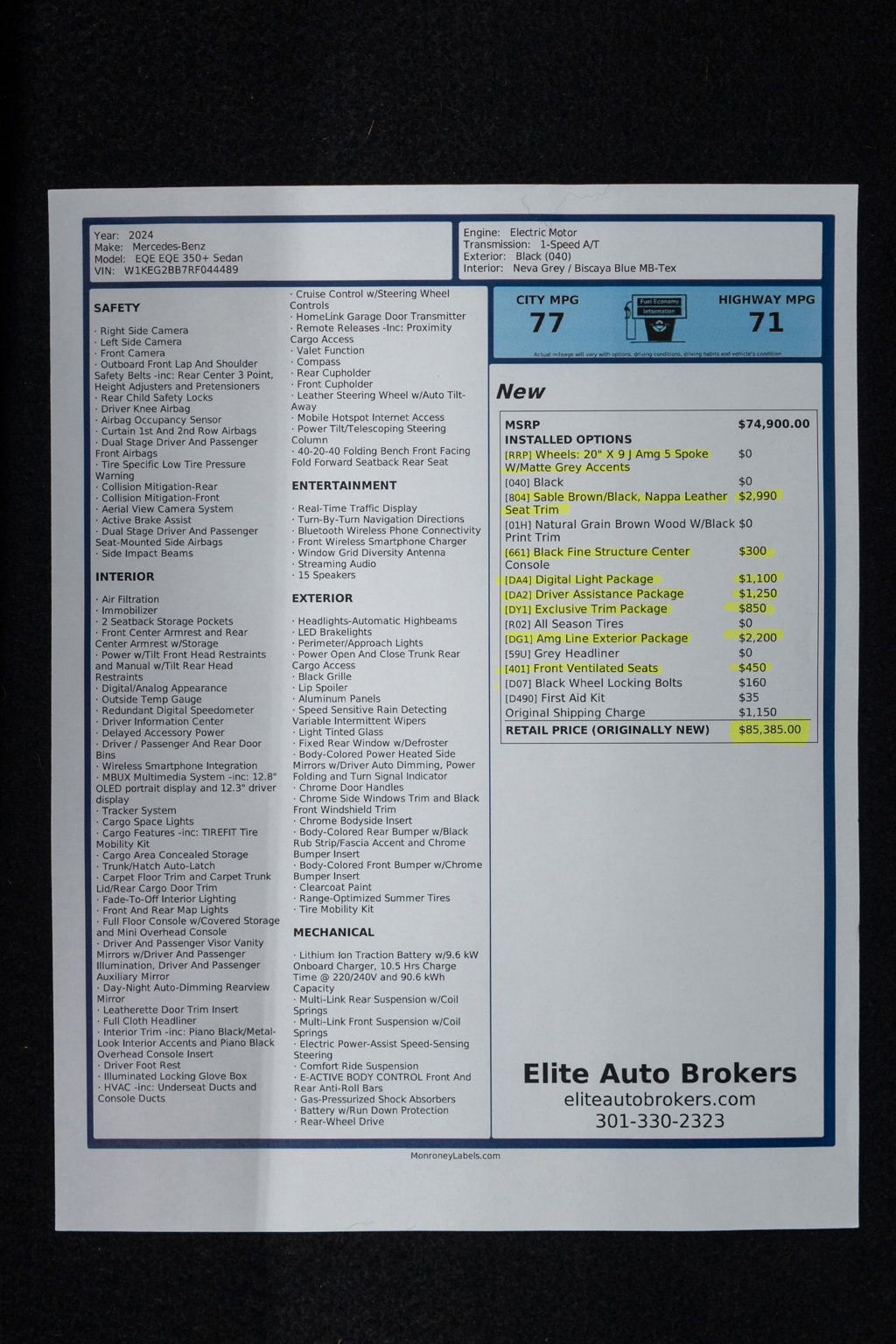 Used 2024 Mercedes-Benz EQE 350+ Sedan w/ AMG Line Exterior Package image 60