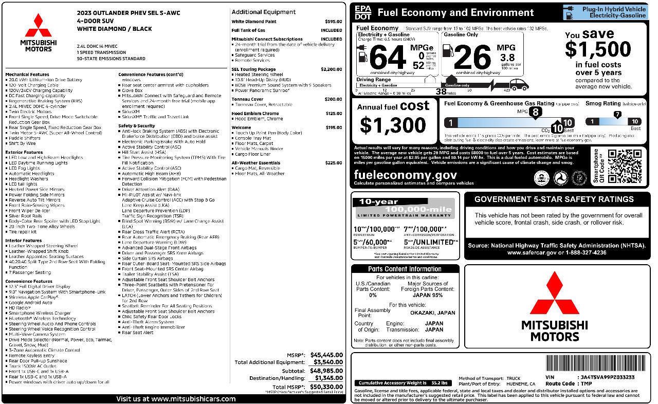 Used 2023 Mitsubishi Outlander SEL AWD/4WD image 16