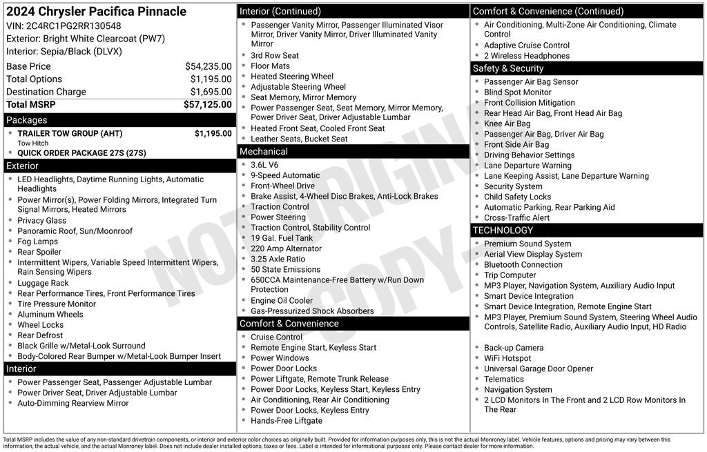 Used 2024 Chrysler Pacifica Pinnacle w/ Trailer Tow Group FWD image 29