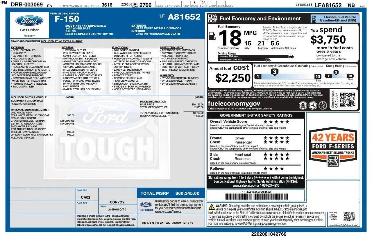 Used 2020 Ford F150 King Ranch w/ Trailer Tow Package AWD/4WD image 3