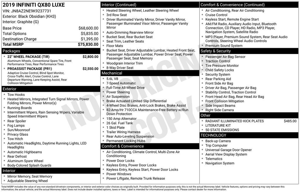 Used 2019 INFINITI QX80 Luxe w/ 22" Wheel Package image 3