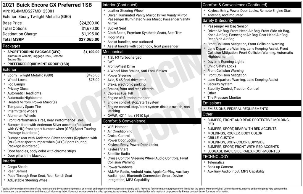 Used 2021 Buick Encore GX Preferred w/ Sport Touring Package image 6