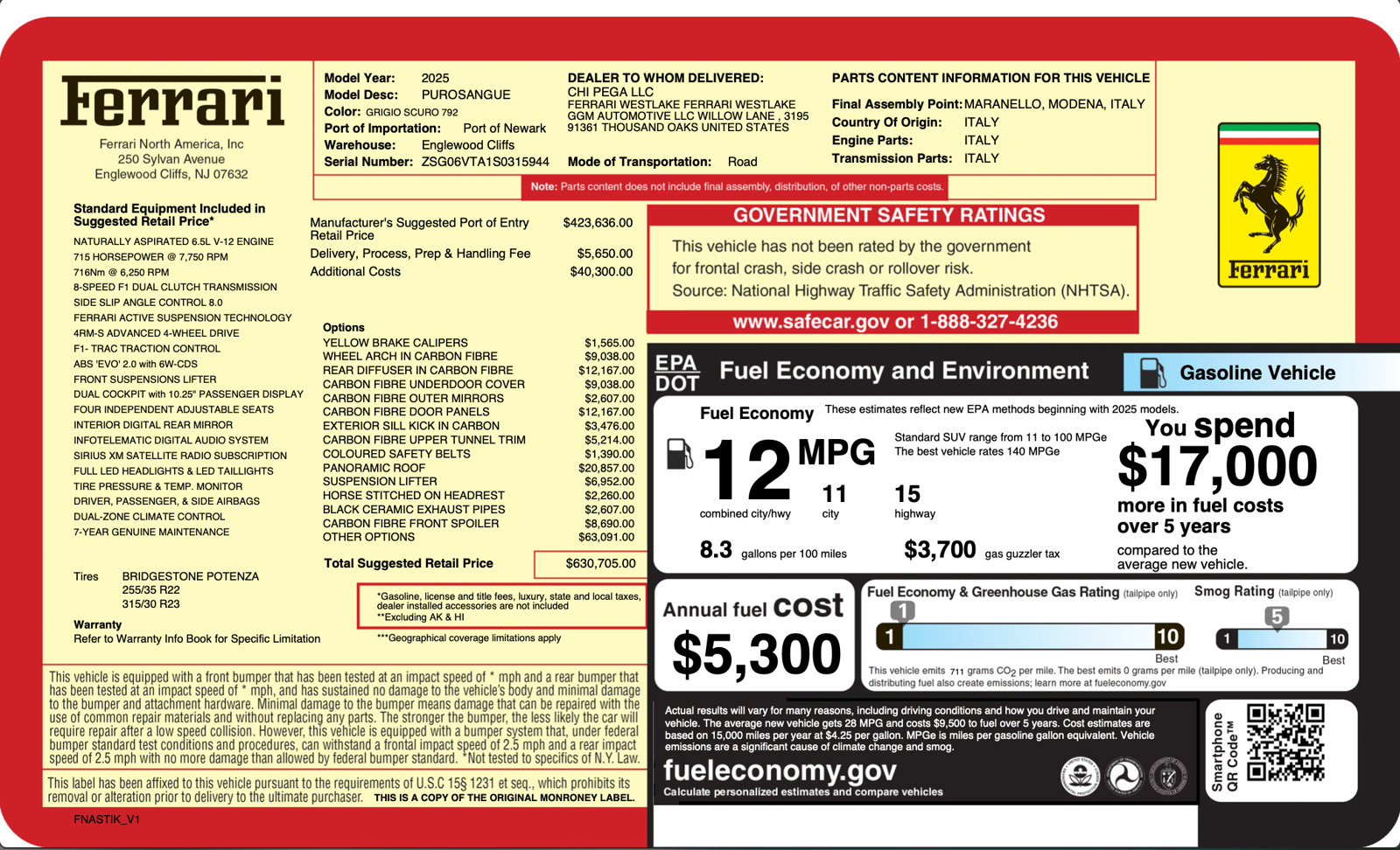 Certified 2025 Ferrari Purosangue AWD/4WD image 66