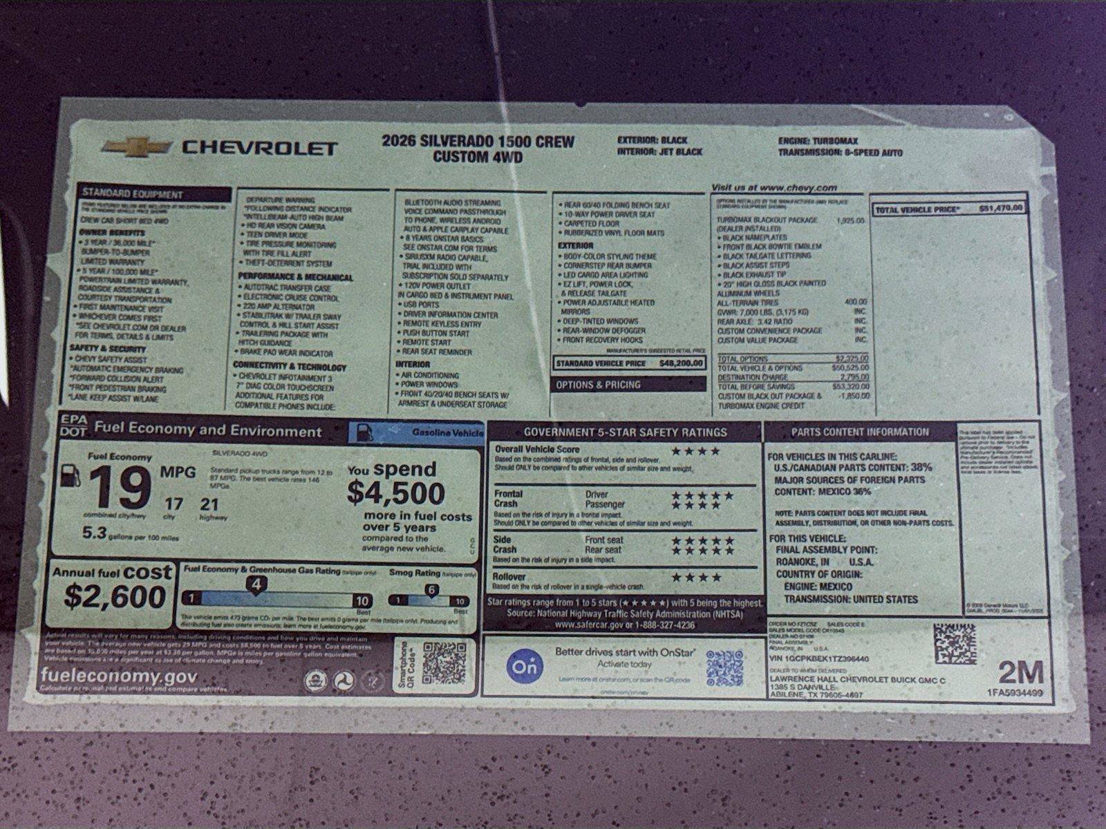 New 2026 Chevrolet Silverado 1500 Custom w/ Turbomax Blackout Package AWD/4WD image 20
