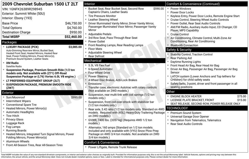 Used 2009 Chevrolet Suburban LT w/ Luxury Package AWD/4WD image 5