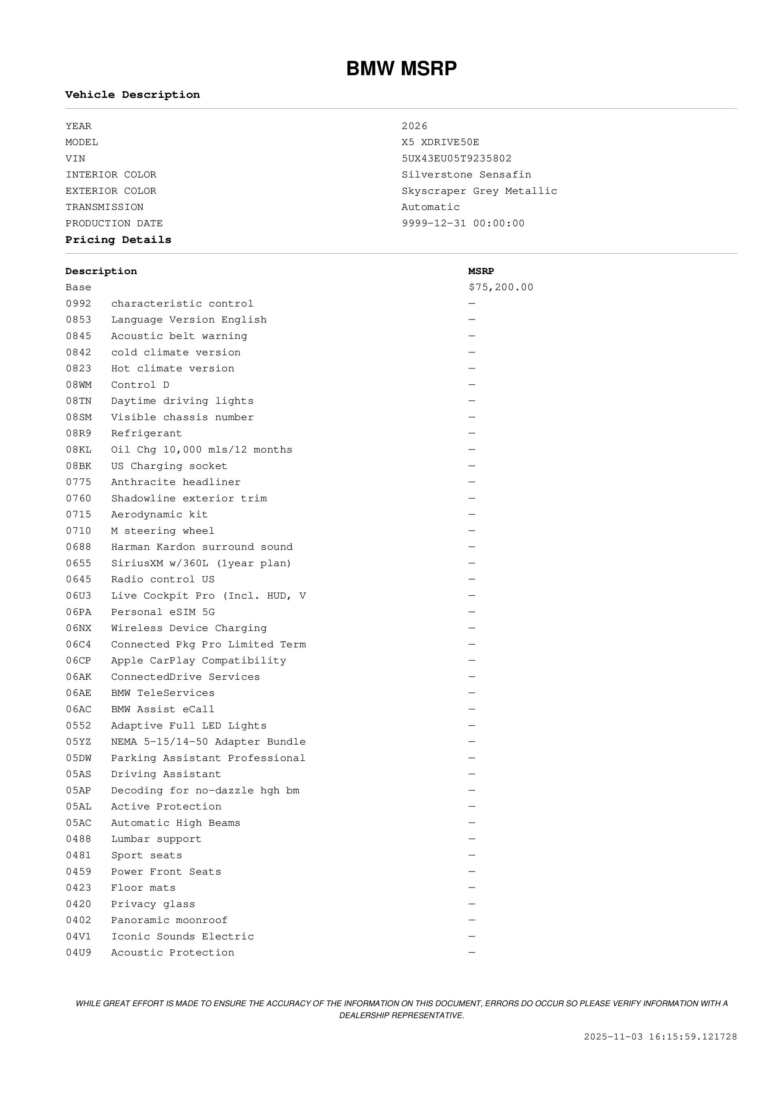 New 2026 BMW X5 xDrive50e w/ M Sport Package image 3