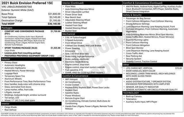 Used 2021 Buick Envision Preferred image 2