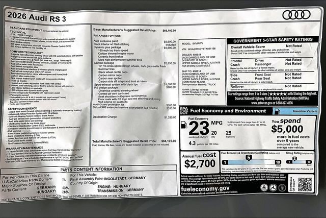 New 2026 Audi RS 3 AWD/4WD image 14