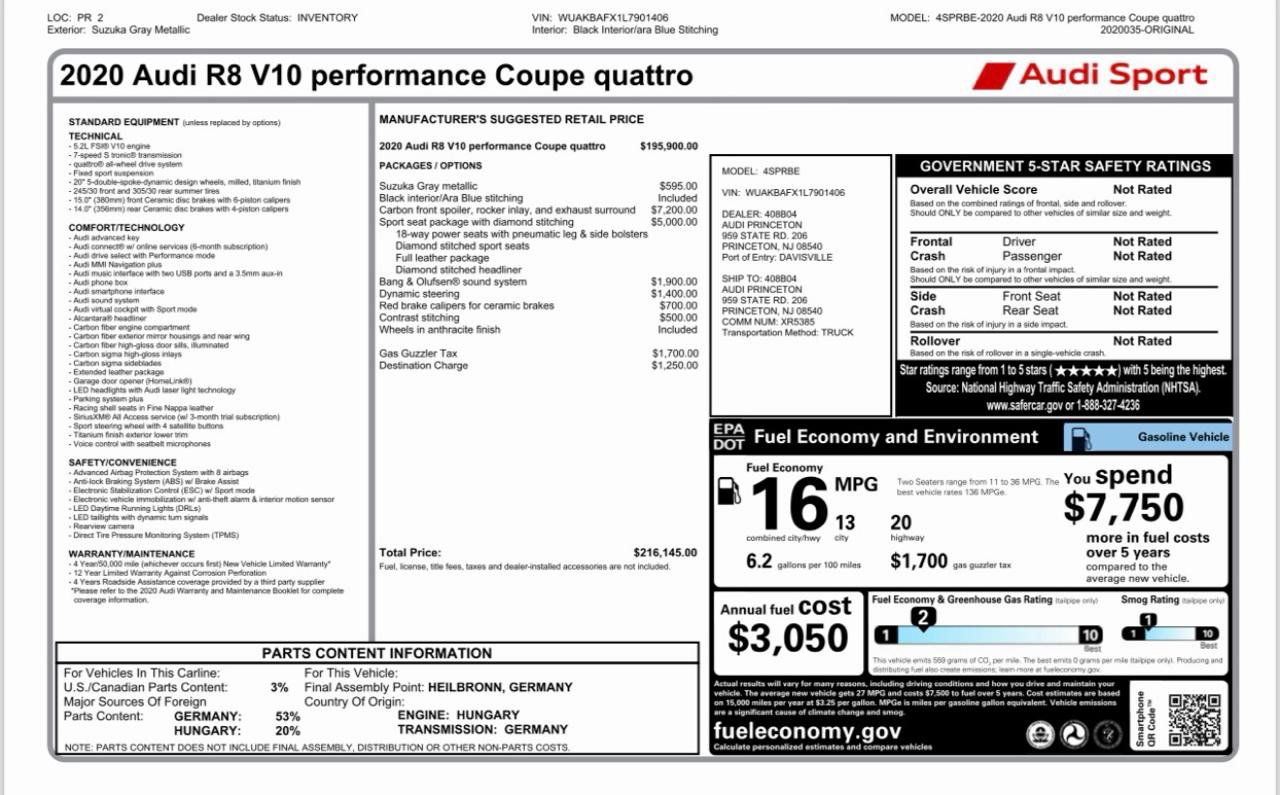 Used 2020 Audi R8 V10 performance AWD/4WD image 32