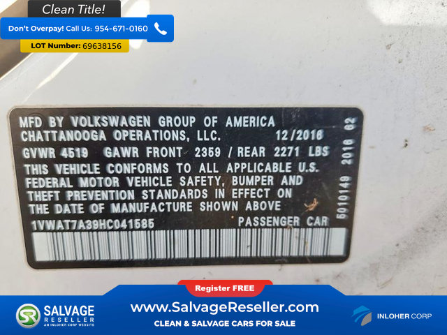 Used 2017 Volkswagen Passat 1.8T S FWD image 17