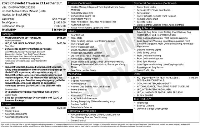 Used 2023 Chevrolet Traverse LT w/ Midnight/Sport Edition AWD/4WD image 6
