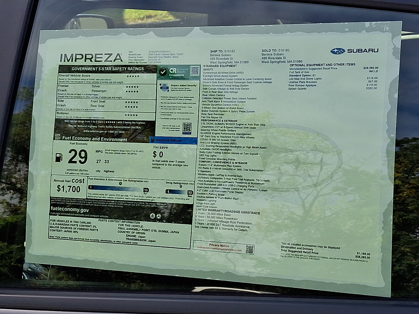 New 2026 Subaru Impreza 2.0i Sport AWD/4WD image 21