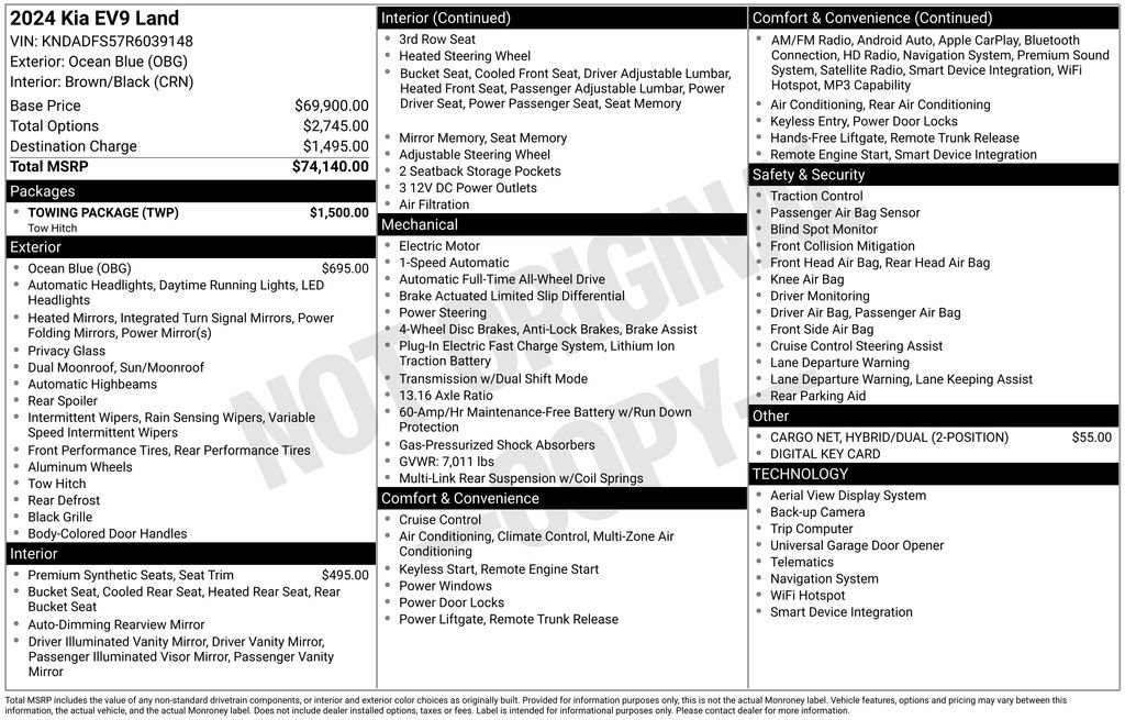 Certified 2024 Kia EV9 Land w/ Towing Package AWD/4WD image 38