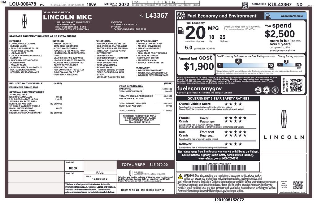 Used 2019 Lincoln MKC Reserve w/ MKC Climate Package image 35