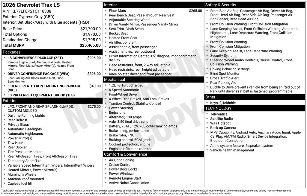 New 2026 Chevrolet Trax LS w/ LS Convenience Package FWD image 27