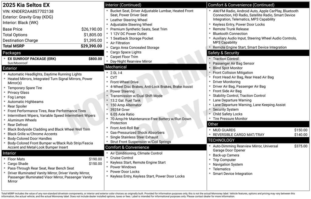 Used 2025 Kia Seltos EX w/ EX Sunroof Package FWD image 11