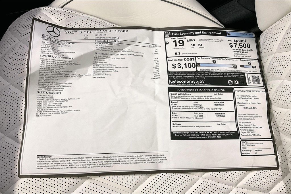 New 2027 Mercedes-Benz S 580 4MATIC Sedan image 12