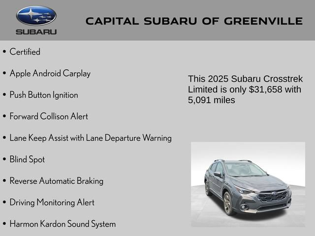 Certified 2025 Subaru Crosstrek 2.5i Limited w/ Popular Package #3A AWD/4WD image 9