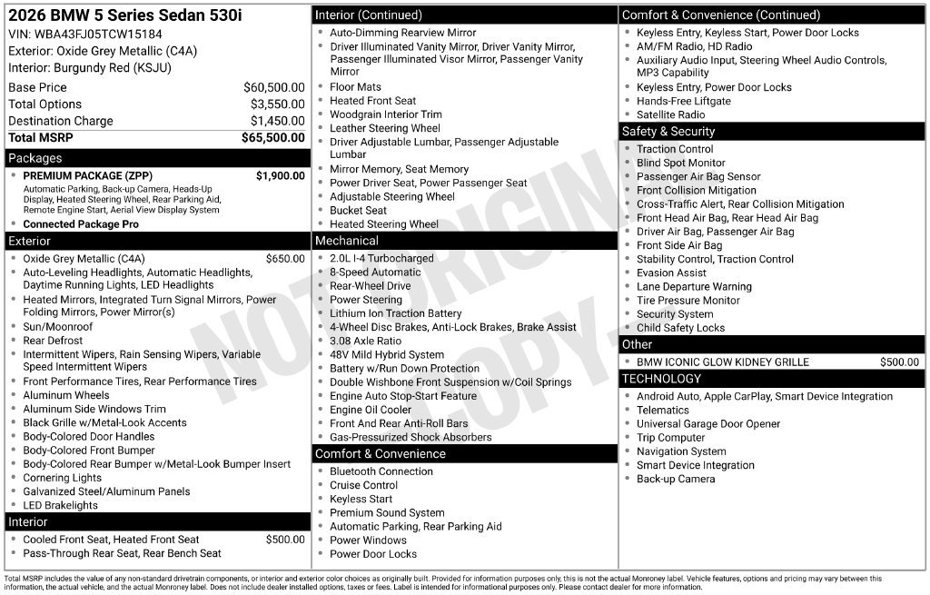 New 2026 BMW 530i w/ Premium Package RWD image 30